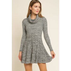 Calvin Klein Dress Womens Size Large Gray Stretch Cowl Neck Ruffles Short Length